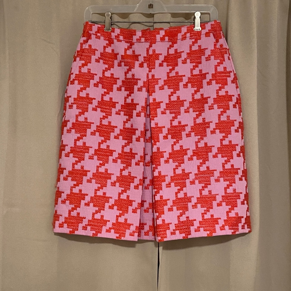 Stylish Pink and Red Jcrew brand Houndstooth Skirt
